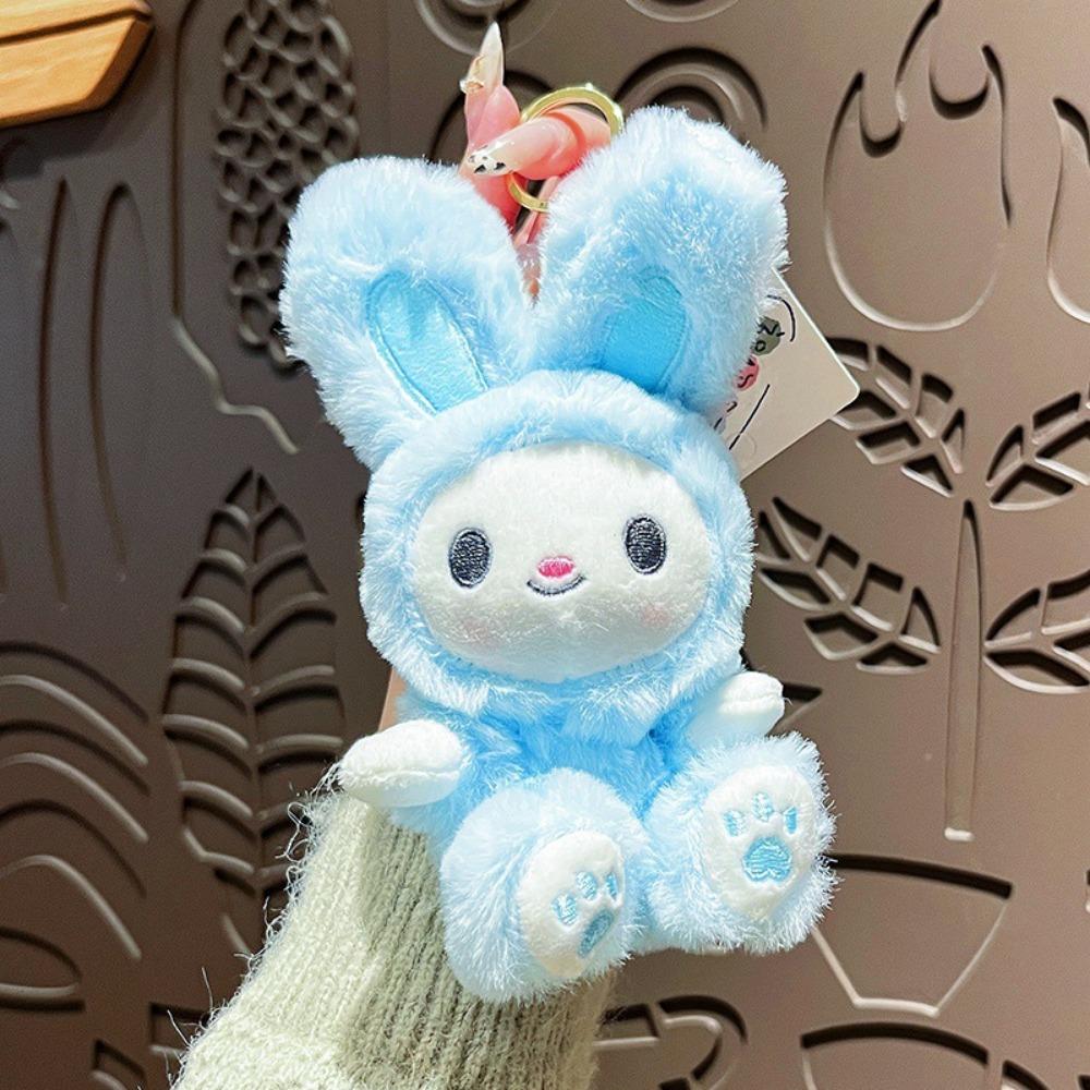 Cartoon Small Animal Keychain Stuffed Car Key Ring Fashion Rabbit Plush Dolls Pendant Students