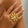 Женское кольцо Личность Открытый дизайн Инкрустированное жемчугом Кольцо-цветок Универсальное кольцо на указательный палец