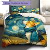 Dog Under Night Starry Sky Pattern Bedding Quilt Set  Home Decoration  Gift (1 * duvet cover + 2 * pillowcase  without core)