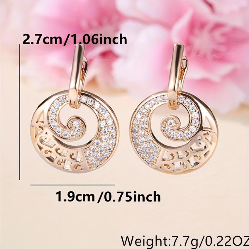 1 Pair Golden Color Drop Earrings for Women Needle Rhinestone Circle Crystal Jewelry Zircon Long Dangle Earrings
