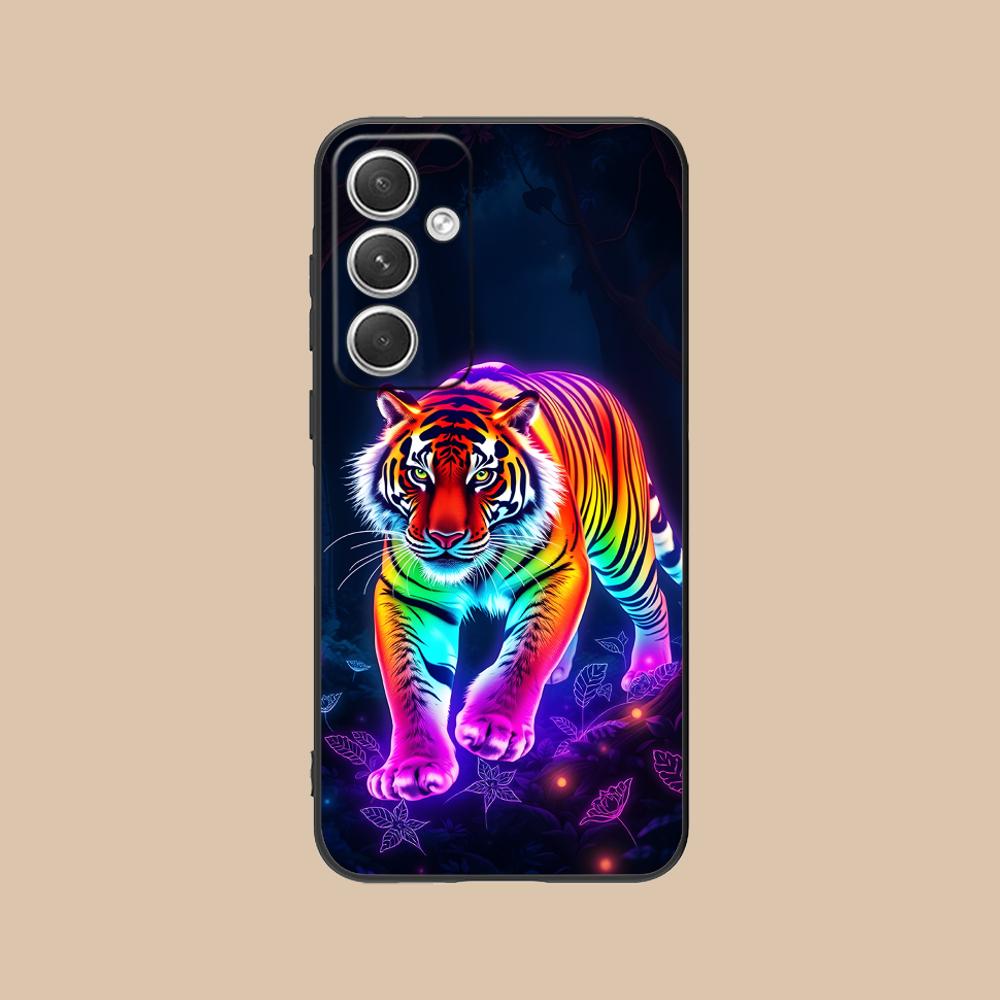 Неоновый чехол для мобильного телефона с тигром для Samsung Galaxy S26 S25 S24 S23 S22 S21 S20 Note20 Plus FE Ultra Цветная крышка