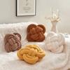 Home Couch Decor Pillows for Living Room Ivory White Knotted Plush Throw Pillow Handmade Square Cushion