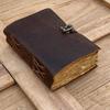 Винтажный кожаный журнал ручной работы - Пустая Книга Теней для заклинаний, Журнал Гримуар, Дорожный блокнот для записей, Бумага с рваными краями, Застежка-замок