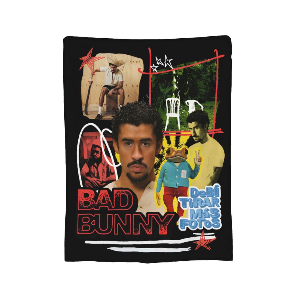 Bad Bunny DTMF Fleece Blankets Music Funny Throw Blankets for Home 150*125cm Plush Thin Quilt,