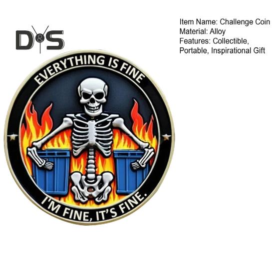 Череп мусорный контейнер Blaze Coin красочный скелет вызов монета металлический вдохновляющий карманный жетон настольные аксессуары для коллег по работе мужчины женщины