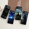 Милый прозрачный чехол с изображением черного кота для телефона Samsung Z Flip 4 5, тонкий прозрачный чехол из жесткого ПК для Galaxy Z Flip 3 5, чехол
