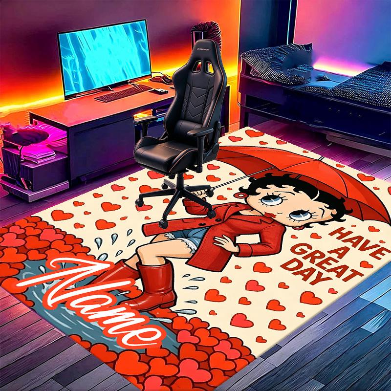 Custom Name Personalized Betty Boop Print Carpet, Versatile Home Decor Rug, for Playroom, Apartment, Balcony, Entryway, Hallway Gift