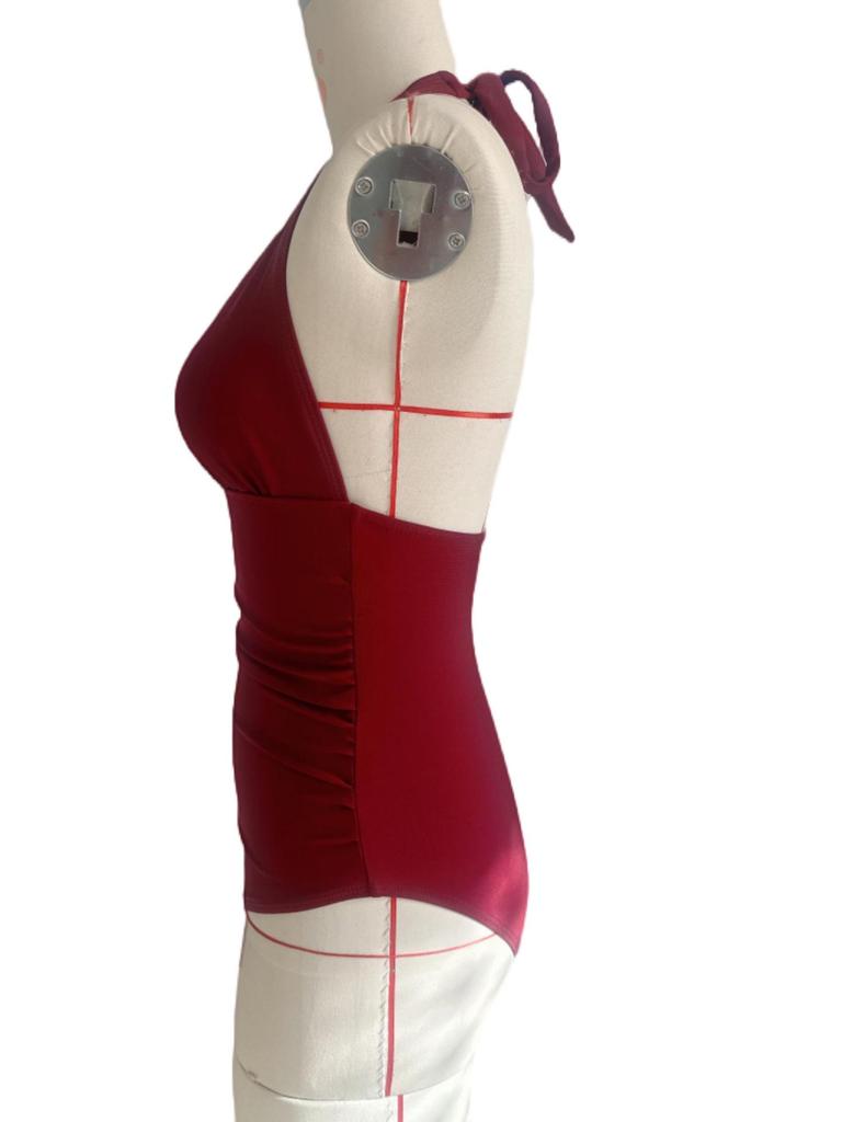 2025 Sexy Deep V European & American Print Tie-Up Halter Bikini Swimsuit