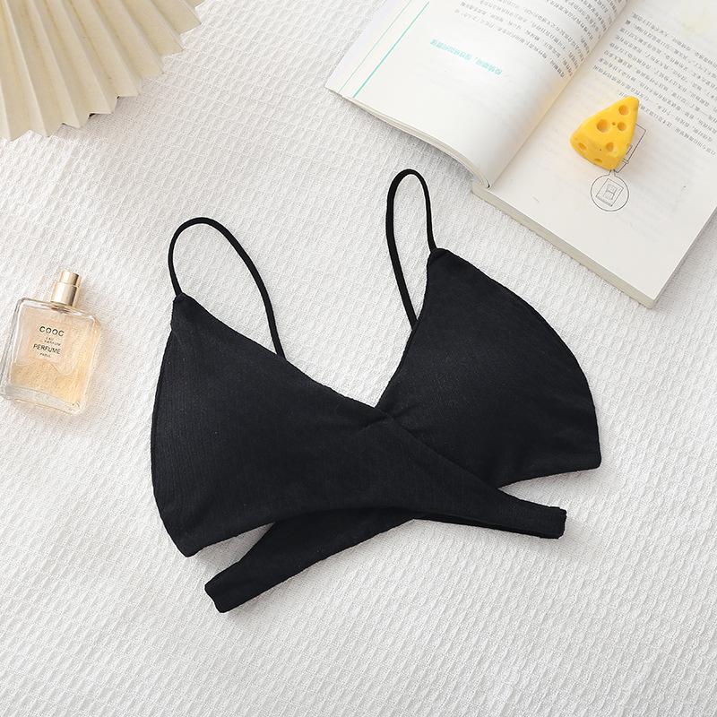 Cross-Back Spaghetti Strap Tube Top with Chest Pads - Sexy Strapless Hollow-Out Base Layer for Women