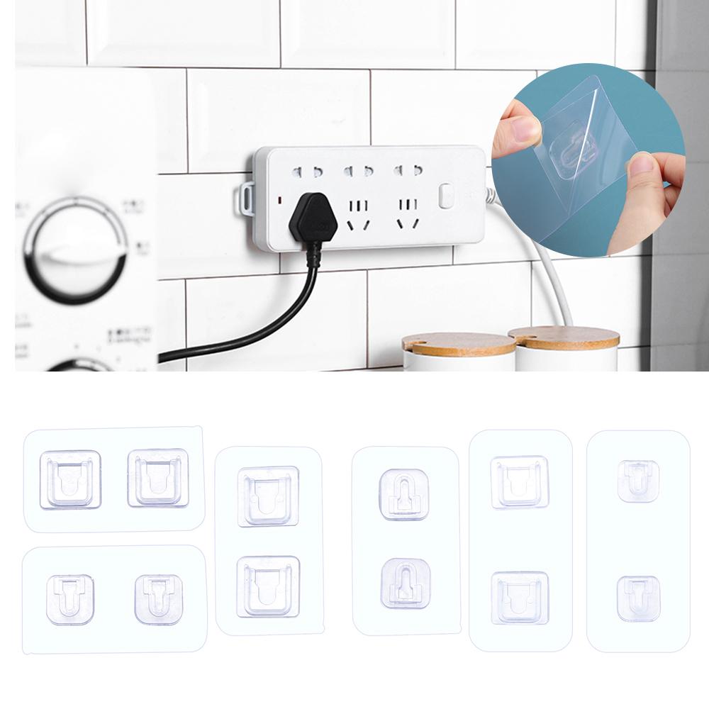 Pvc Perforated Punch-free Wall-mounted Socket Router Holder Socket Transparent Storage Self-adhesive Cable Home Decor Organizer