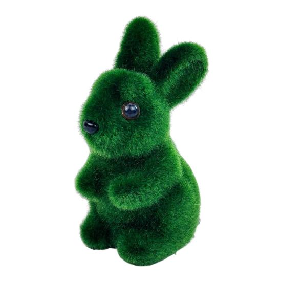 Artificial Moss Easter Bunny Ornament Realistic Flocking Green Rabbit Faux Greenery Home Office Holiday Party Spring Decoration Ornament