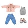 Niannyyhouse BJD Doll Clothes Denim Suit for OB11 Size Obitsu Doll 11cm Body 1/12 Jacket, Pants, Vest, Shoes, (Pink)