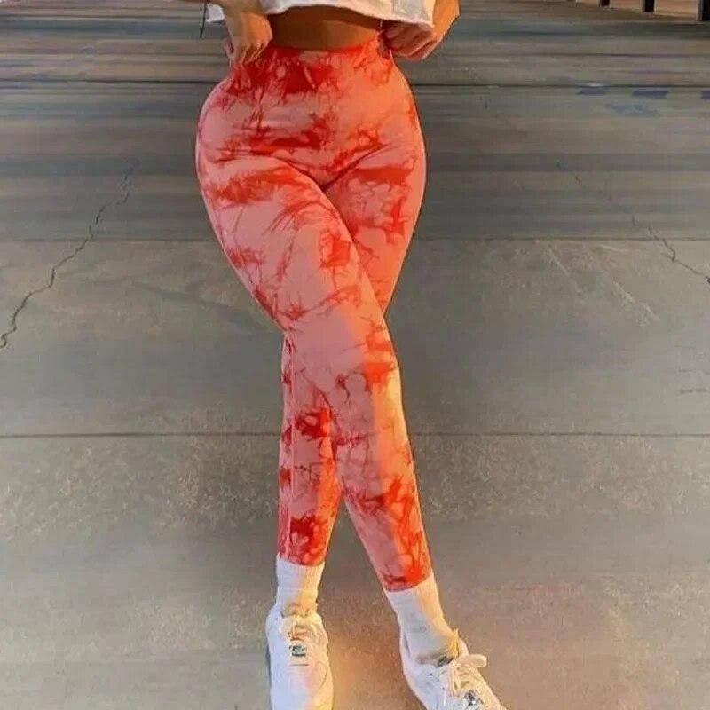 Бесшовные спортивные леггинсы с принтом тай-дай, женские спортивные леггинсы с эффектом пуш-ап для фитнеса, контурные брюки для йоги, женские тонкие эластичные леггинсы для бега, брюки 30164