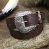 Ремень из джинсовой ткани Western, сплав, большая пластинчатая пряжка, винтажная гравировка, мужской кожаный ремень в стиле панк-хип-хоп