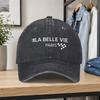 Vintage LA BELLE VIE Washed Baseball Cap Unisex Duckbill Hat Adjustable Size for Outdoor Sports Daily Wear Parties