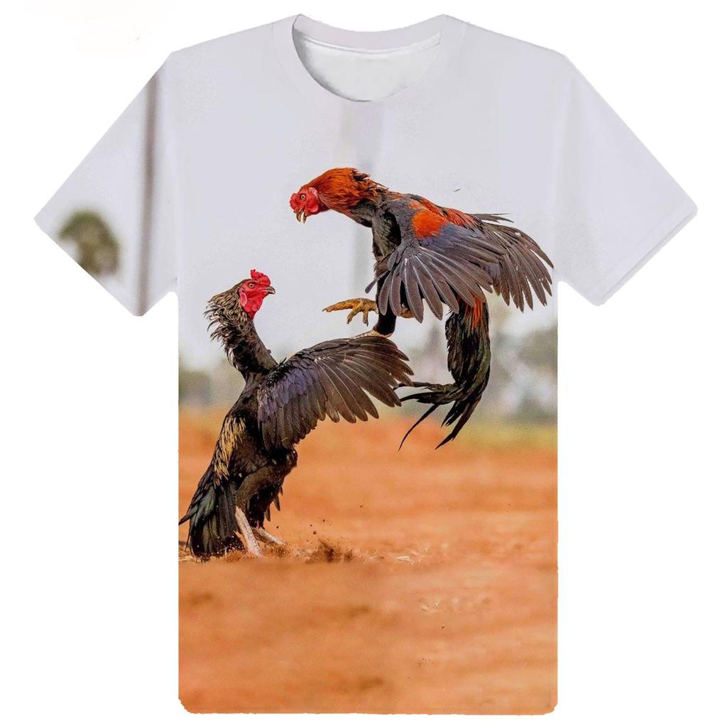 Летний топ с круглым вырезом и принтом «Петушиная игра», модные повседневные футболки с короткими рукавами для мужчин и женщин, для мальчиков и девочек, универсальные футболки