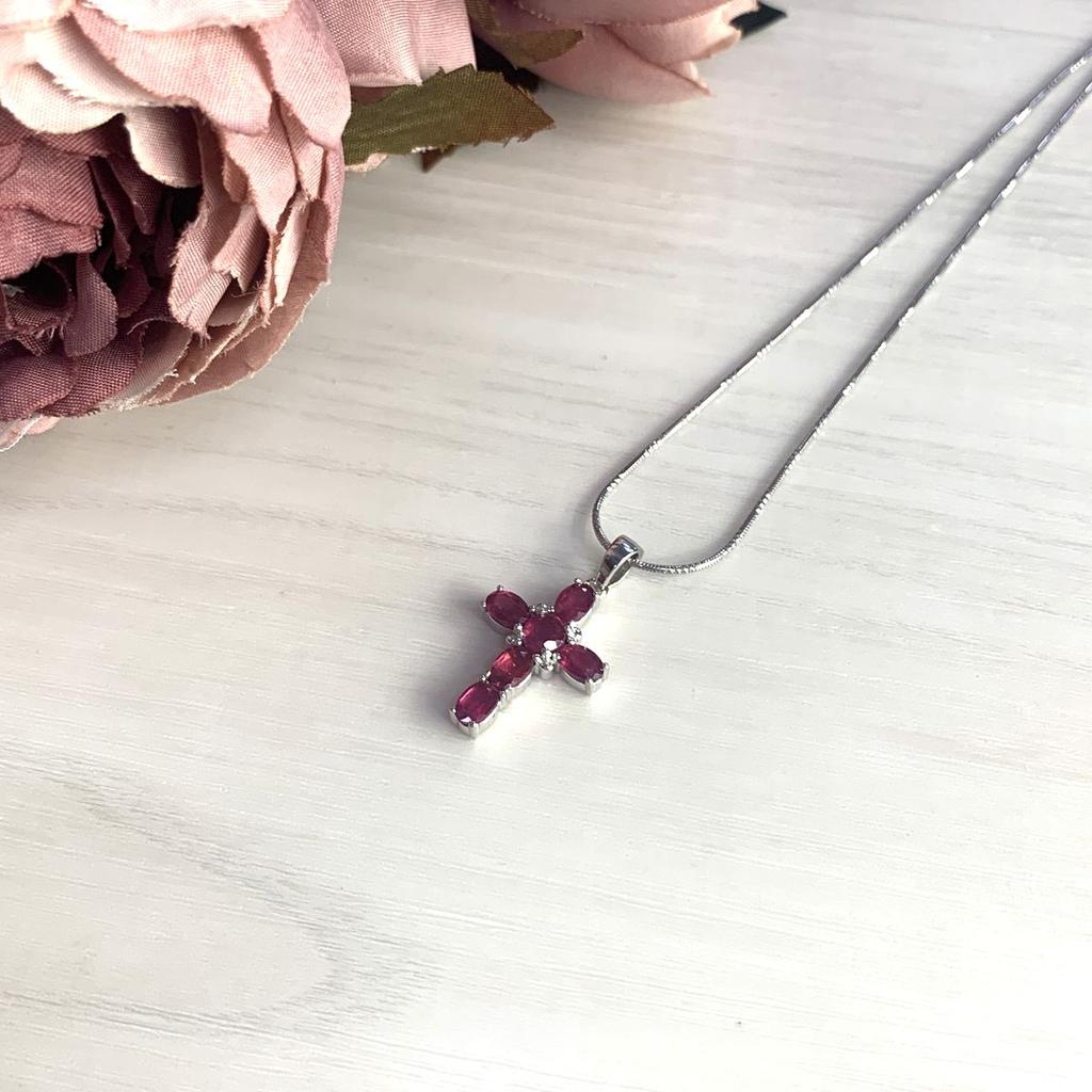 Silver Cross with Ruby 3.78ct (2013099)