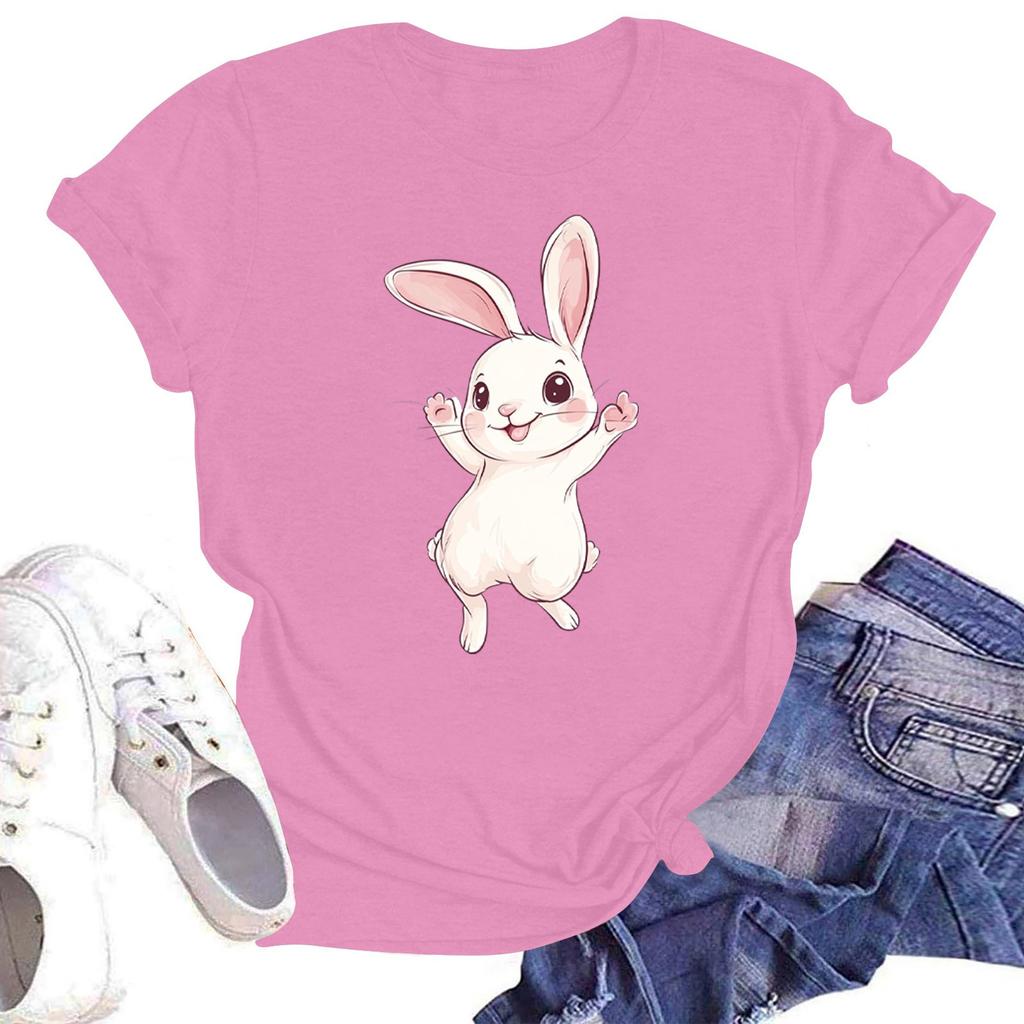 Women's Round Neck Casual Printed Short-sleeved T-shirt Top