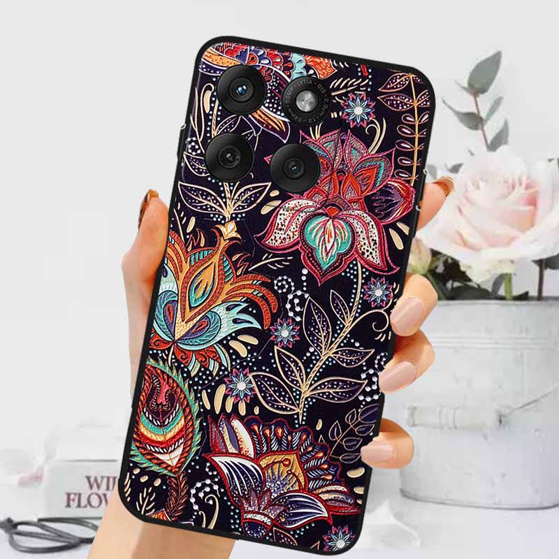 3D Тисненые Чехлы Для Edge 60 Fusion / Edge 60 Pro Рельефные Тисненые Ретро Силиконовая Задняя Крышка Для Edge 60 Stylus Черный Funda 60 Pro