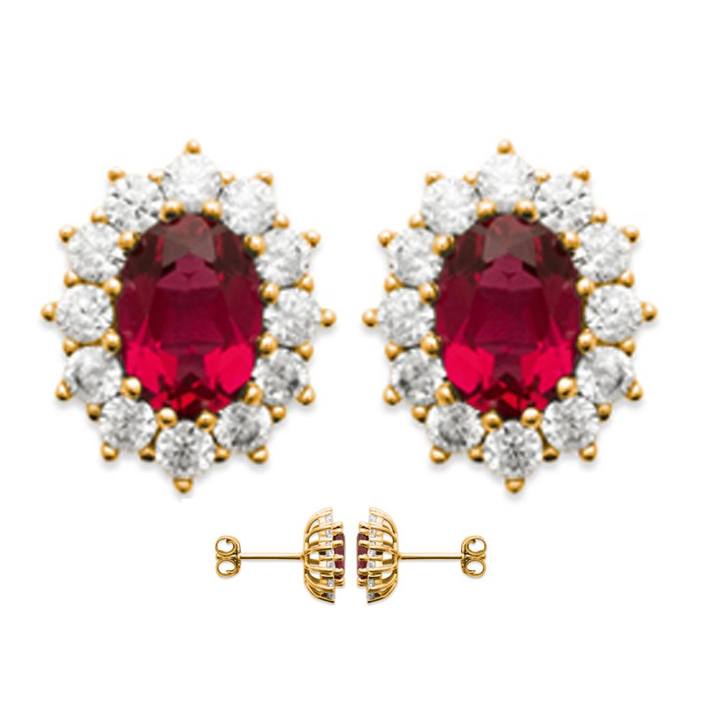 Les Trésors De Lily [R7467] - Gold Plated 'Victorina' Red Gold Earrings - 11x10 Mm