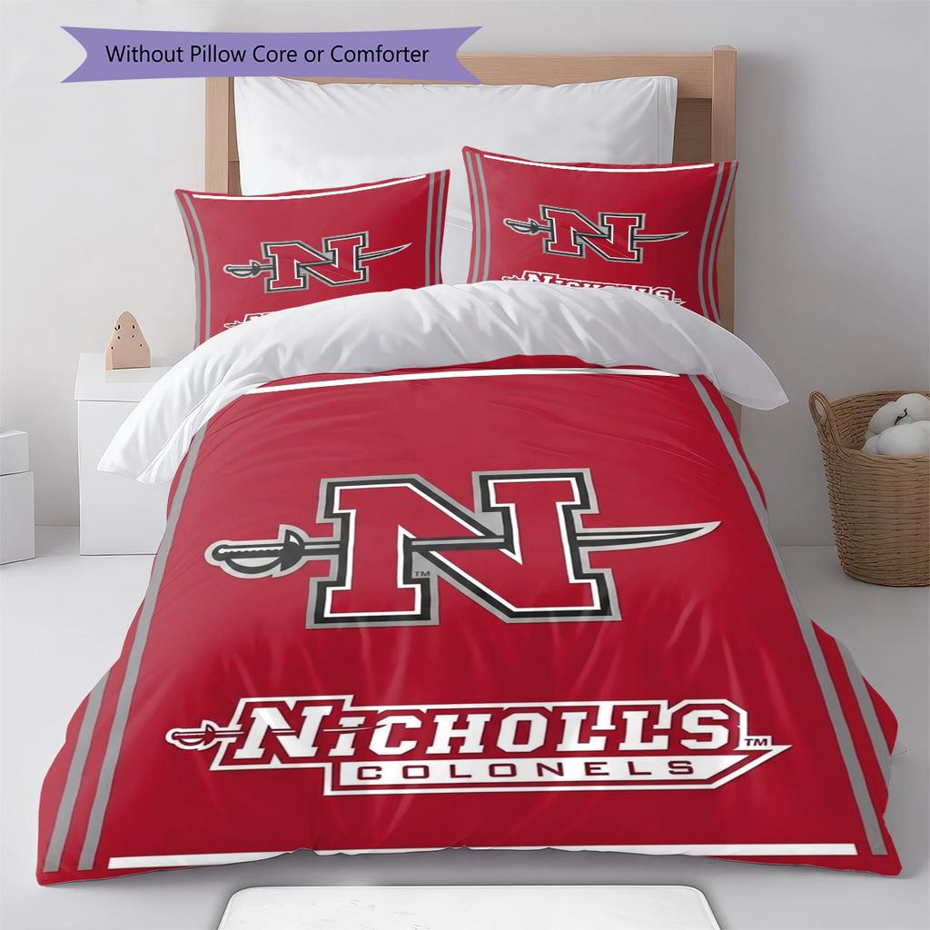 Nicholls State Colonels Pattern Bedding Set Quilt Cover Pillowcase Home Decor Gift (1 * duvet cover + 2 * pillowcase, without core)