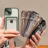 Plating Silicone Transparent With Lens Film Case For iPhone 15 14 13 11 12 Pro Max Wallet Card Holder Phone Cover