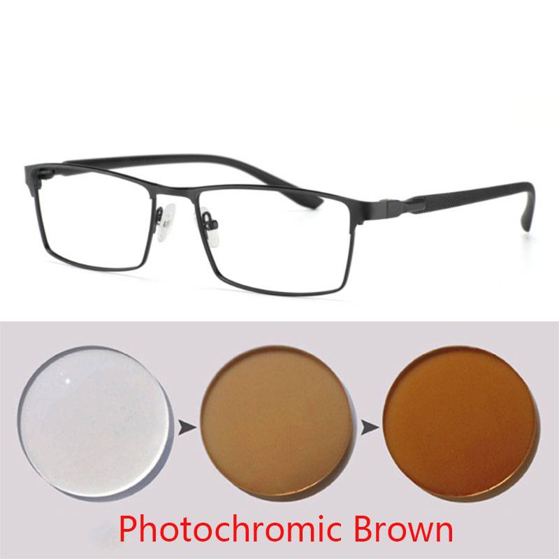 Фотохромизм Готовые Очки для Близорукости Миопии Полностью Металлические Оправы Линзы с Диоптриями Очки -1 -1.5 -2 -2.5 -3 -4 До -6