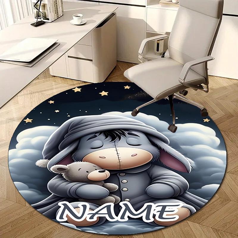 Personalized E-Eeyore Round Chair Office Rug - Perfect for Mat, Office Chair & More - Ideal Gift for Birthdays and Holidays