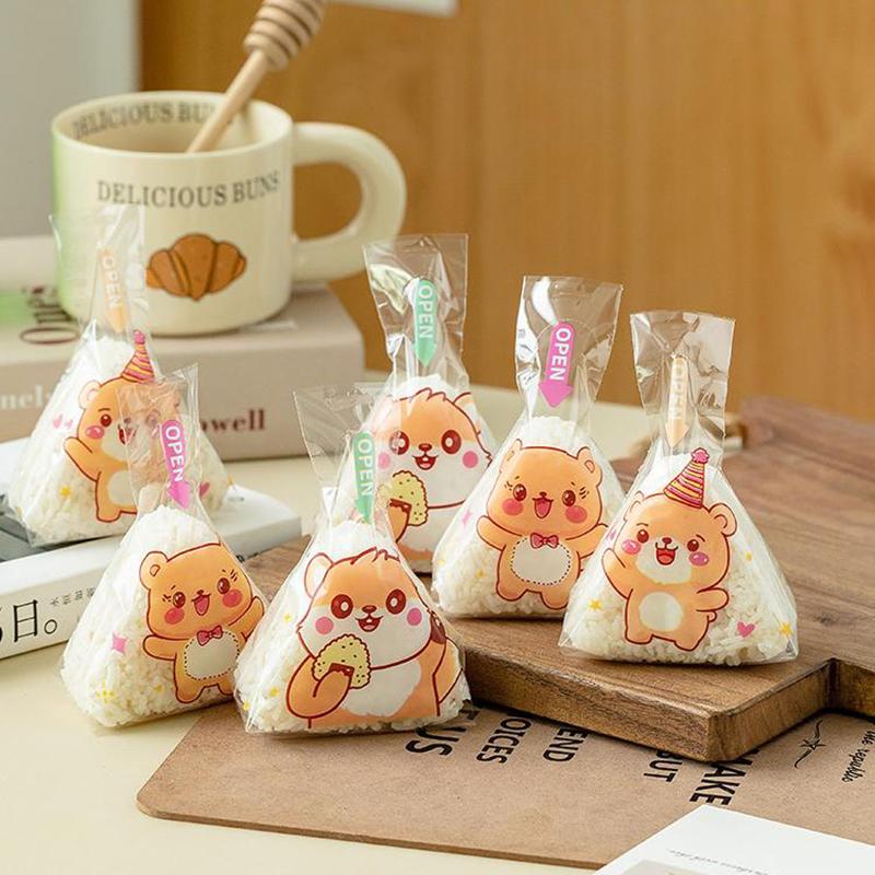 50/100 шт., симпатичные мультяшные треугольные рисовые шарики, упаковочная сумка, водоросли, онигири, суши, бэнто, форма для приготовления, аксессуары для бэнто, сумки для суши