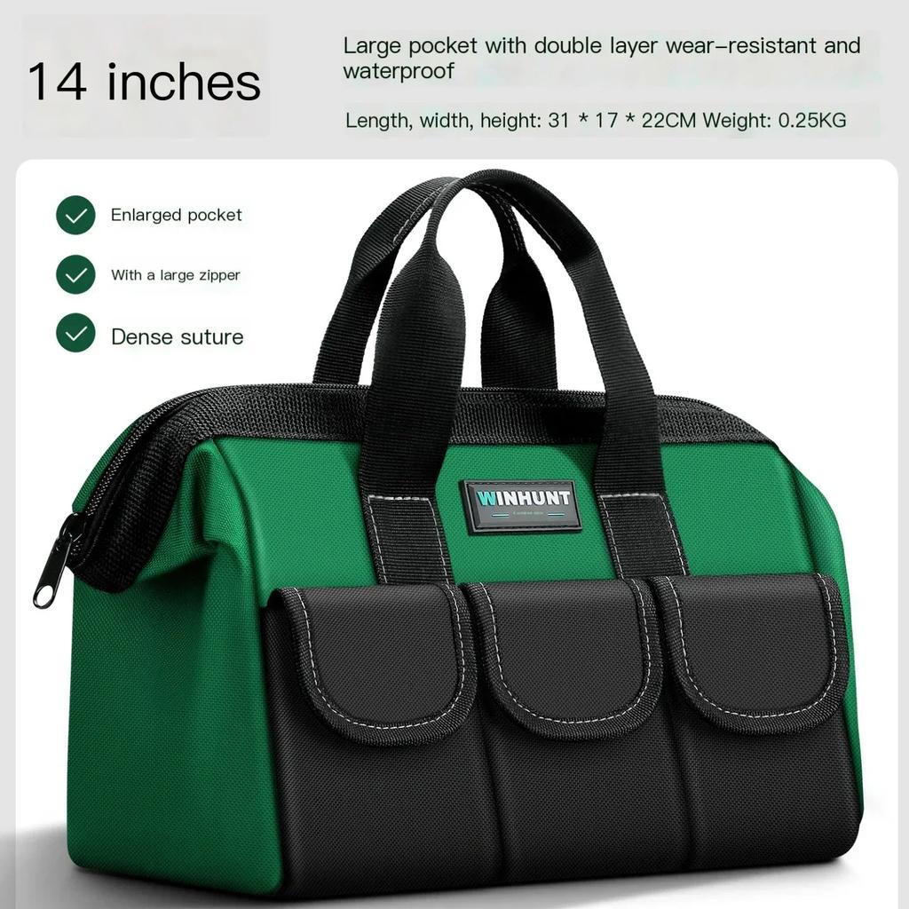 1680D Heavy Duty Tool Bag with Waterproof Base Large Capacity Organizer for Electrician Mechanic Wear-Resistant Tote Tool Bag