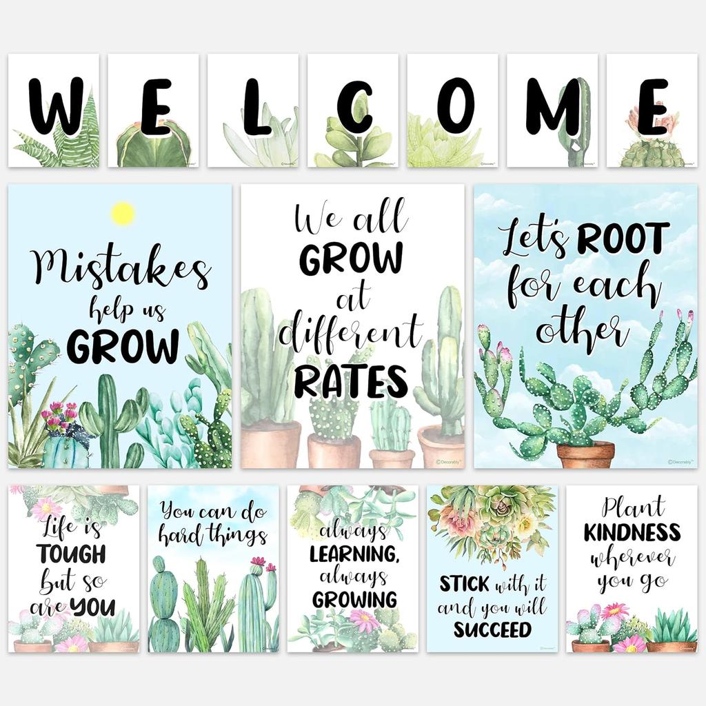 Декоративные 15 досок-меловок "С возвращением в школу", Декорации для классной доски, Вдохновляющие, Матовые ламинированные плакаты - для классной комнаты, школьных коридоров