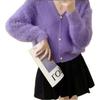 European Faux Mink Fur V-neck Knit Cardigan - Soft, Loose, and Plush for Autumn/Winter 2026