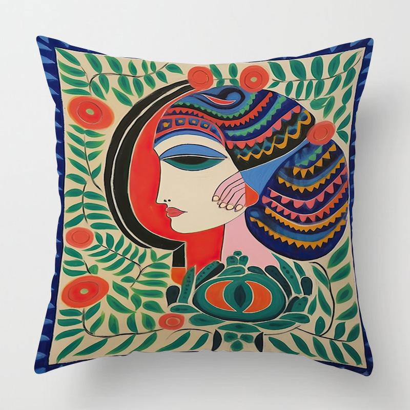 Винтажная наволочка с иллюстрацией фигуры 45x 45см, декоративная наволочка для подушки для спальни, дивана, универсальная для четырех сезонов, разнообразие по желанию