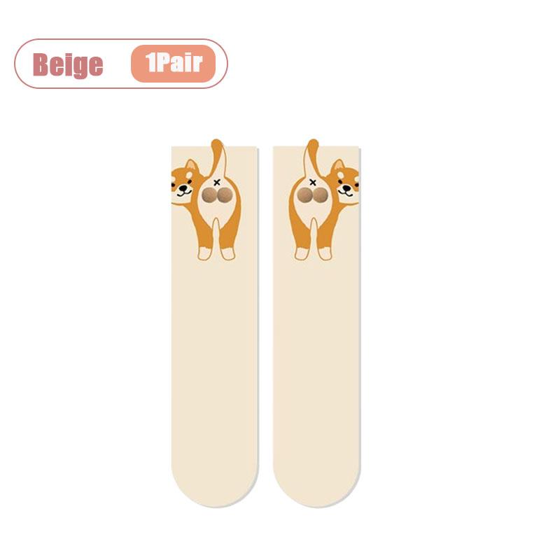 Cute 3D Abstract Dog Egg Socks Whimsical Puppy Design Breathable All Season Unisex Crew Socks for Home Outdoor Party Gift