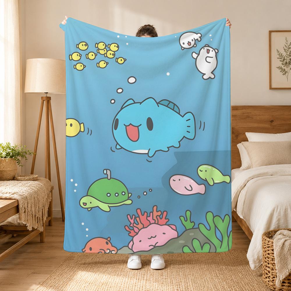 Bugcat Capoo Cartoon Character Throw 240g flannel blanket, suitable for sofas, beds, offices, exquisite gift blankets