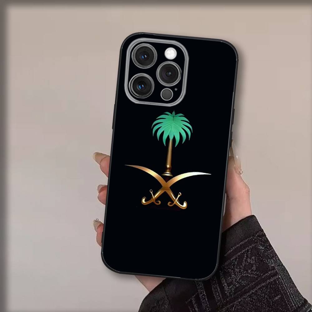 Чехол для телефона Саудовской Аравии для iPhone 17,16,15,14,13,12,11,Pro,Max,Plus,Air,X,XS,XR,SE,8,7,Mini,Мягкий Черный Funda