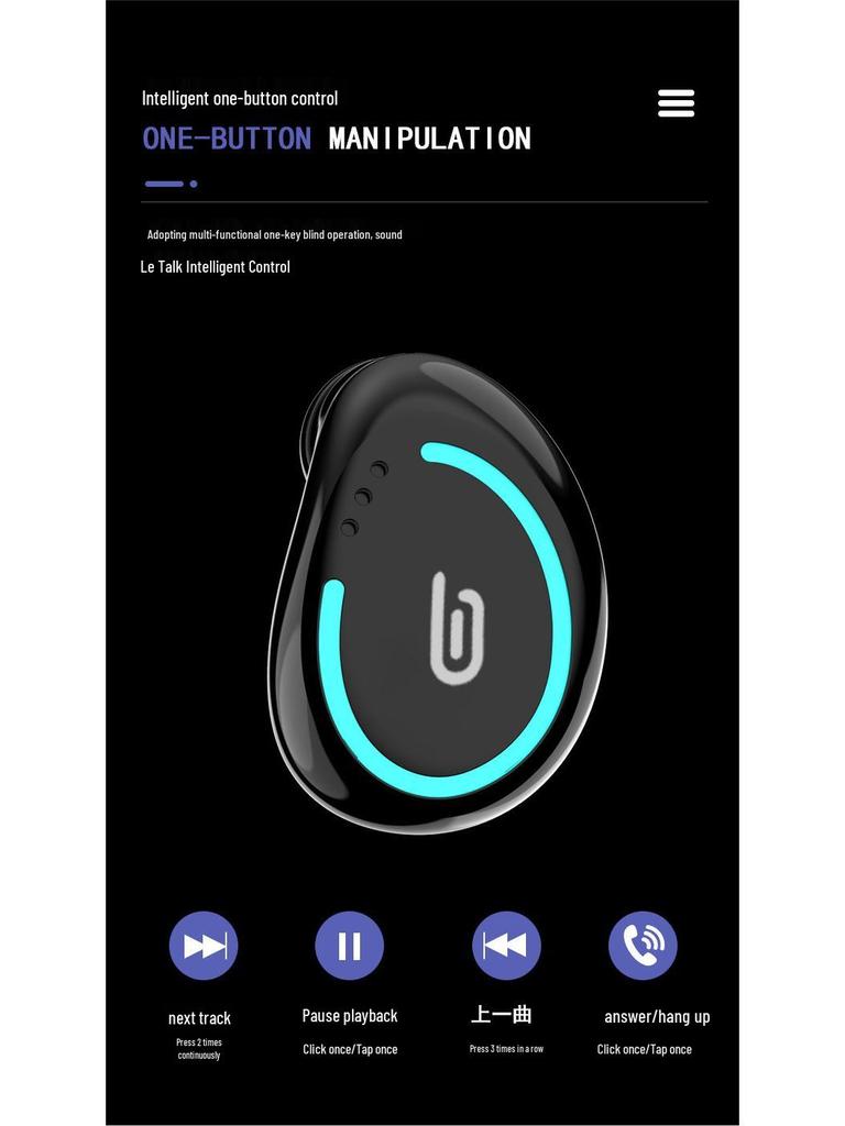 Одноушный Bluetooth 5.0 спортивный наушник с зарядным кейсом (Моно Внутриушные)