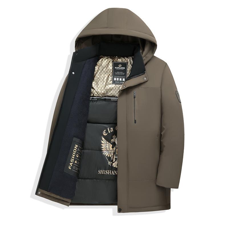 Мужская куртка с хлопковой подкладкой и съемным капюшоном, повседневная утепленная и теплая куртка средней длины с хлопковой подкладкой