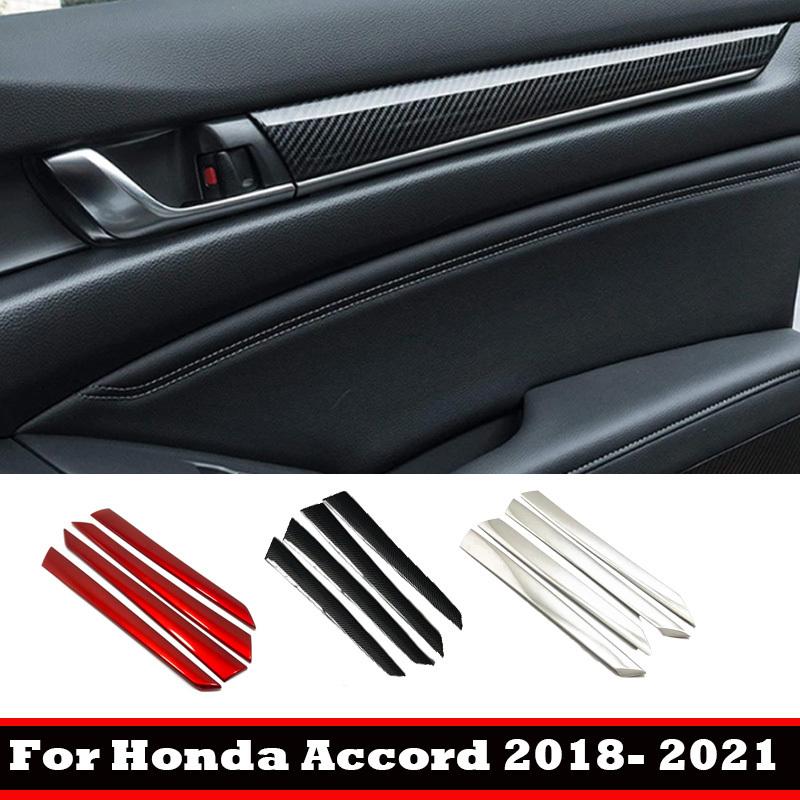 Для Honda Accord 2018 ABS Стиль под карбон Накладки на внутренние дверные панели Подлокотники Полоски Защитные Молдинги