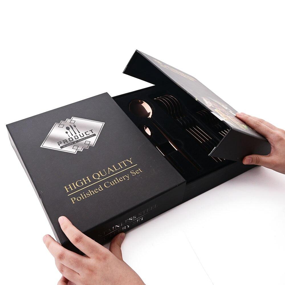 24 шт. набор столовой посуды с подарочной коробкой, нож, вилка, ложка, ужин, набор столовых приборов, посуда из нержавеющей стали, столовое серебро, еда, кухня