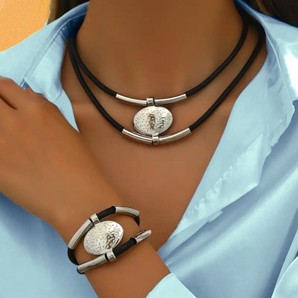 2Pcs/Set Large Necklace Pendant Bohemian Necklace Chain Choker New Necklace Bracelet Set