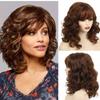 Women Blonde Brown Curly Hair Loose Fluffy Wigs With Bangs Fashion Ladies Daily Use Party Costume Heat Resistant Wig