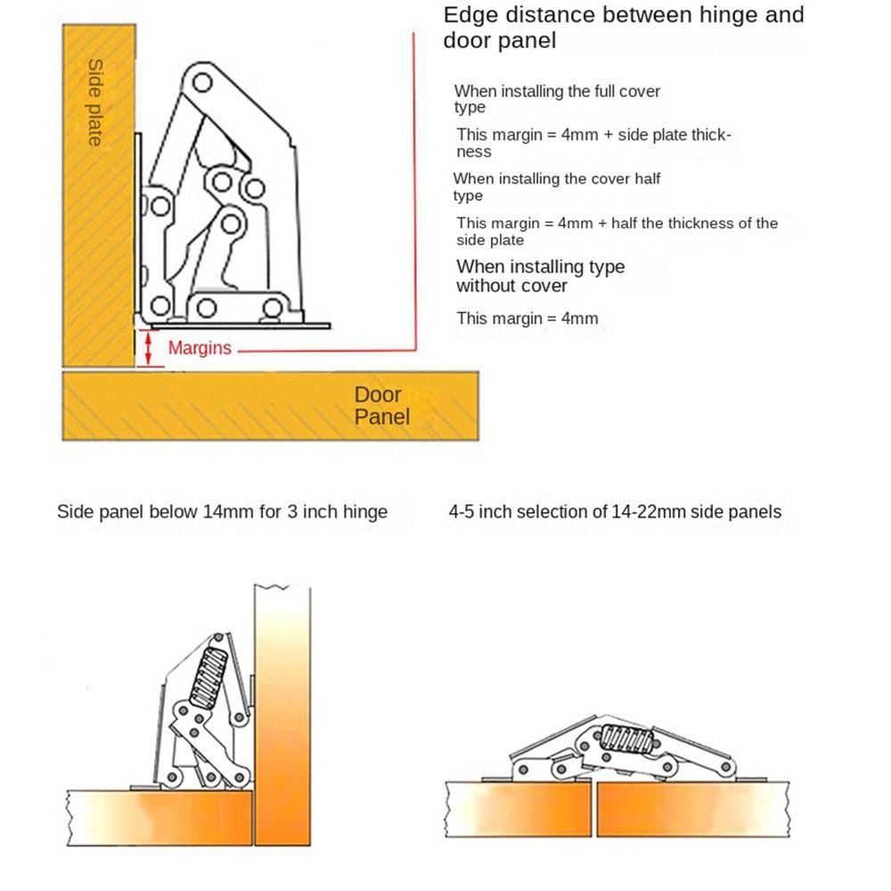 Нержавеющая сталь Петли для дверцы шкафа Гидравлические Без сверления Демпфер Буфер Мебельная фурнитура Скрытые петли для двери Дверца шкафа