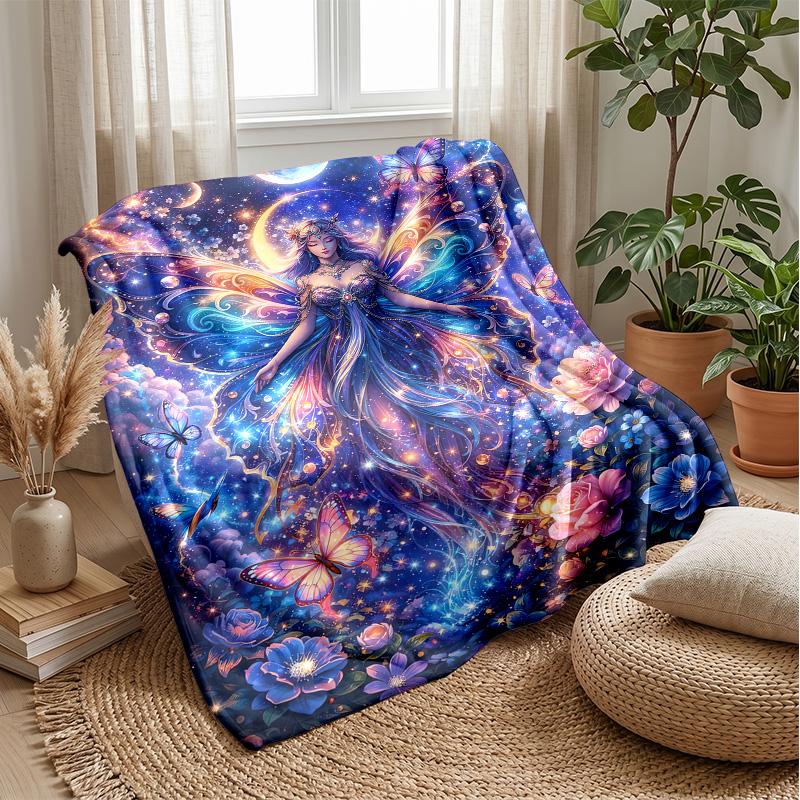 Magical Princess in Sparkling Dress Theme blanket Lightweight Warm Flannel Blanket Decorative Throw Blanket for Home Decoration