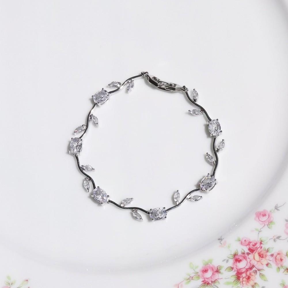 Sparkling Stones Rhinestone Bracelet Colorful Crystal Leaf Vine Bracelet  Wedding Jewelry