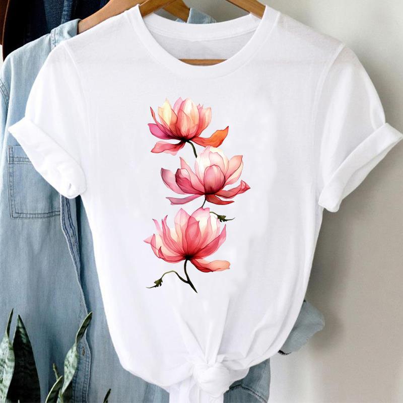 (Азиатский размер) lip стиль 90-х милый принт женская женская футболка верхняя одежда повседневная цветочная мода короткий рукав футболка женская графическая футболка