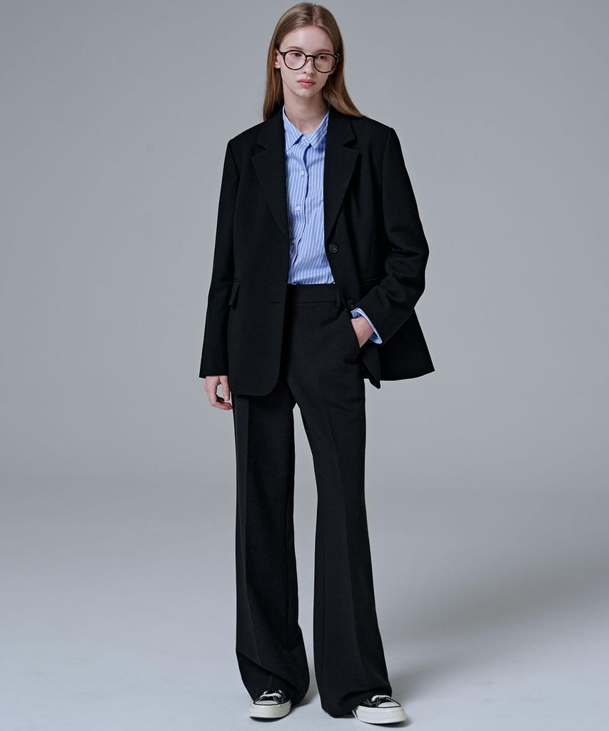 MALOUPE 2164 Stretch Flare Pants (Black)