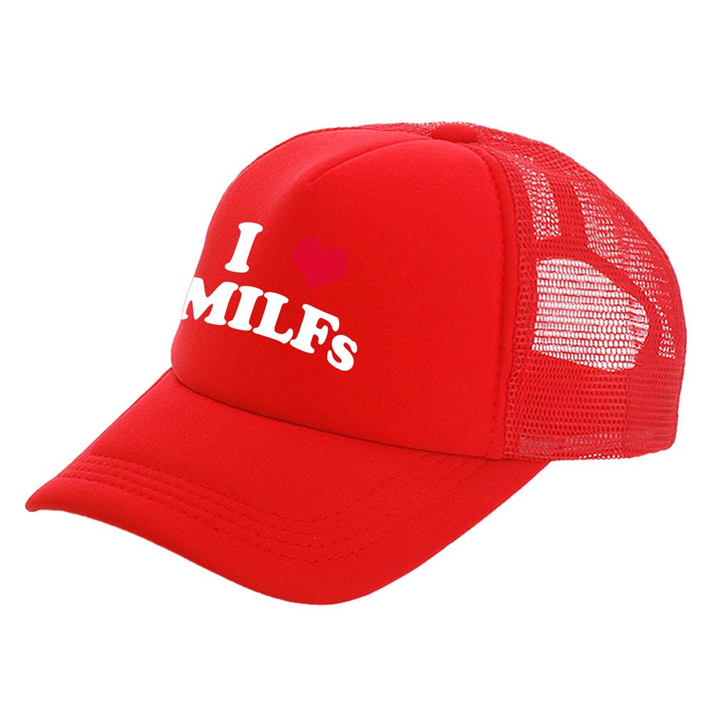 I Love MILFS Trucker Caps Unisex Funny Humor Hat Baseball Cap Cool Summer Unisex Mesh Net Caps MZ