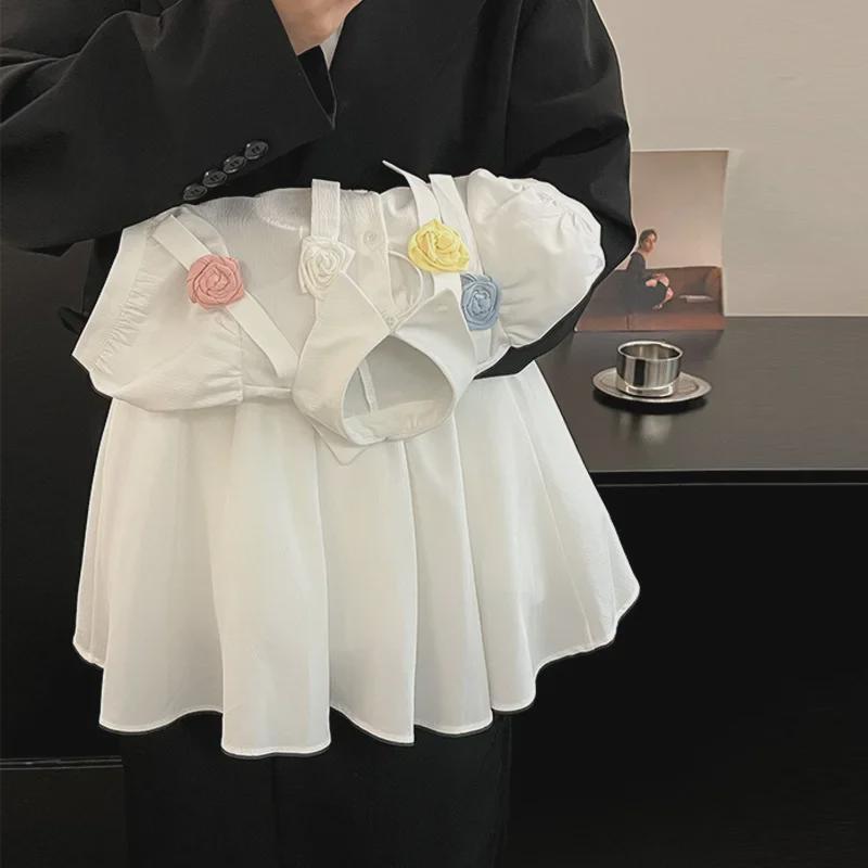 Стильное летнее платье для девочек с цветочным принтом и рукавами-фонариками 2024 года