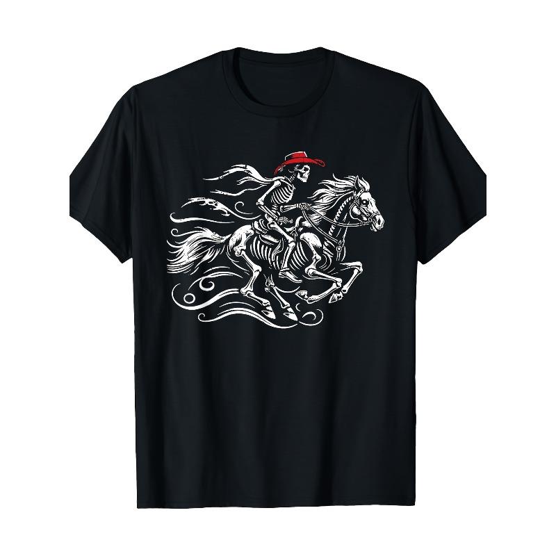 Skeleton Cowboy Riding Horse Halloween Rider Costume Funny T-Shirt